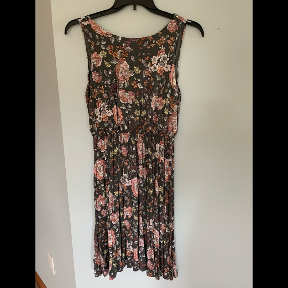 Ann Taylor Loft Gray Pink Floral Dress PM NWT